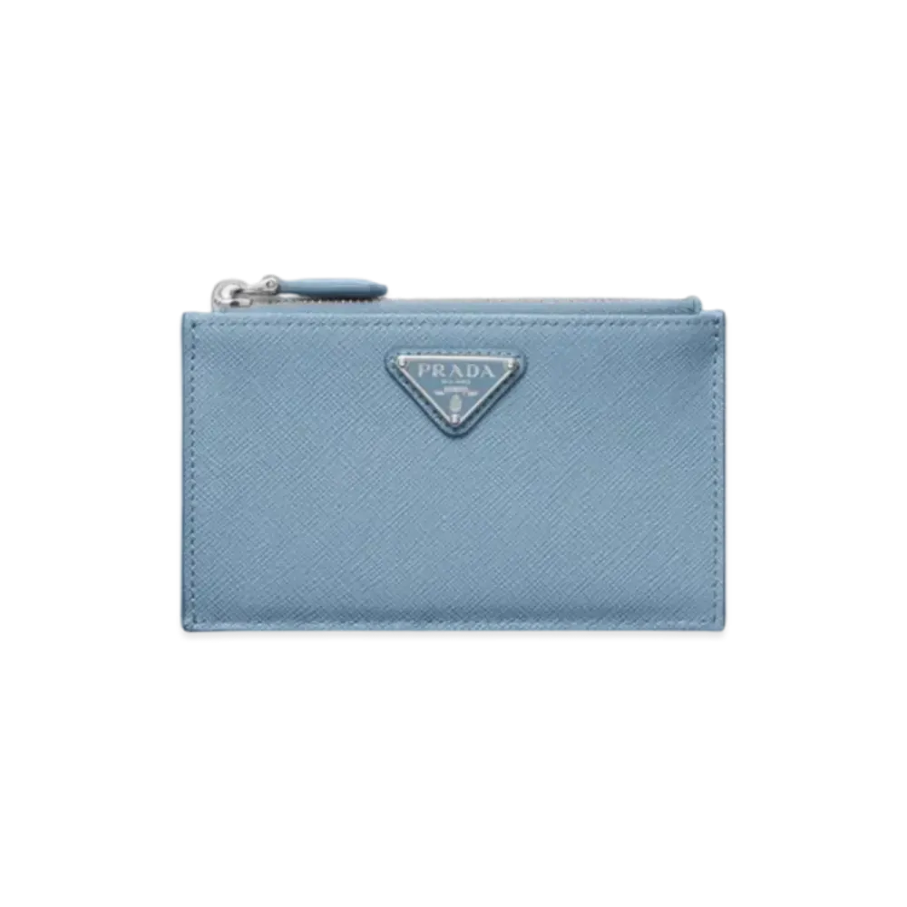 PRADA Saffiano Leather Card Holder "Light Blue"