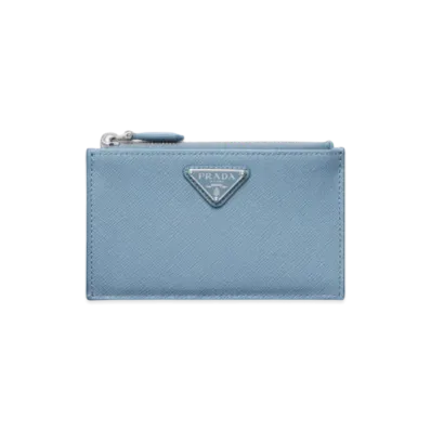 PRADA Saffiano Leather Card Holder "Light Blue"