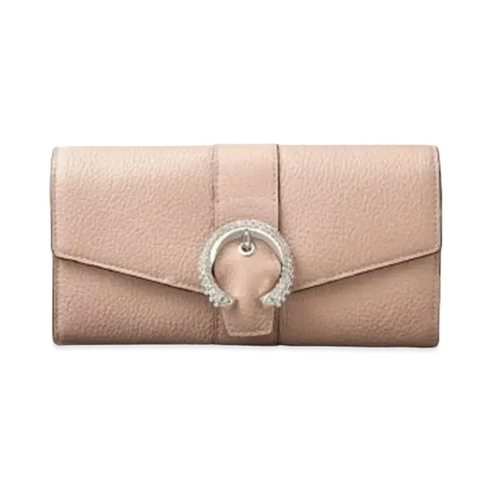 JIMMY CHOO MARTINA-C Soft Grainy Calf Wallet With Crystal Buckle "Blossom"
