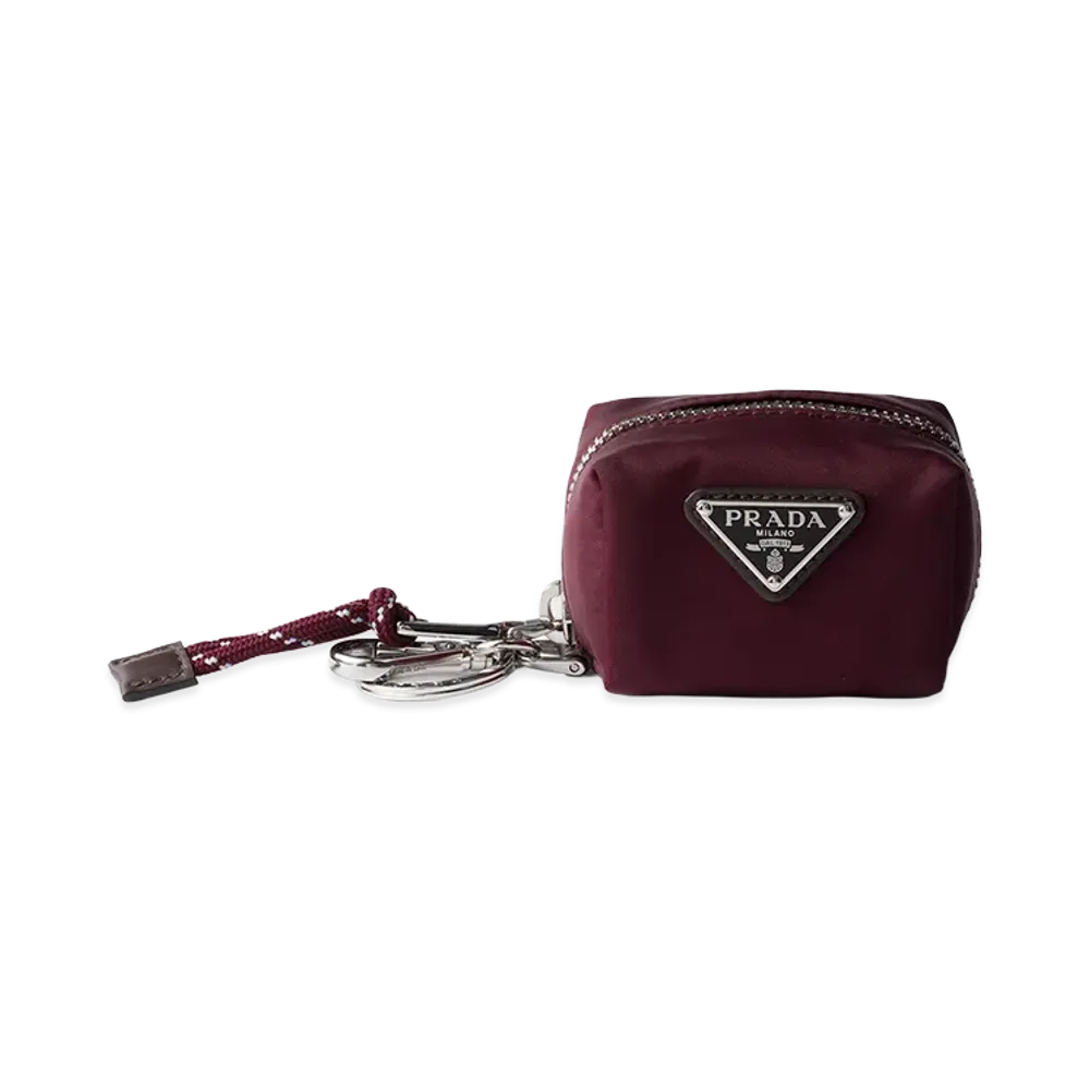 PRADA Speed Lock Re-Nylon Keyring Charm "Burgundy"