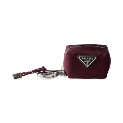 PRADA Speed Lock Re-Nylon Keyring Charm "Burgundy"