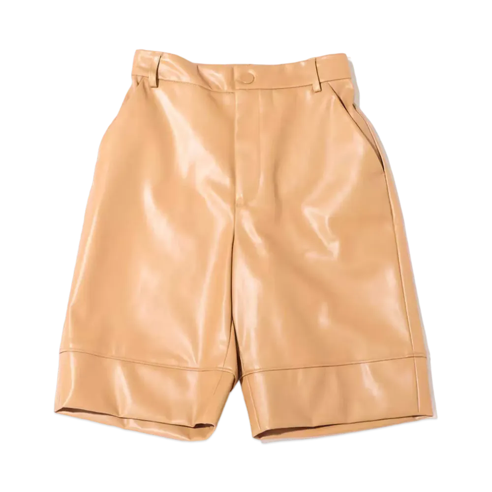atmos pink Faux Leather Shorts "Brown"
