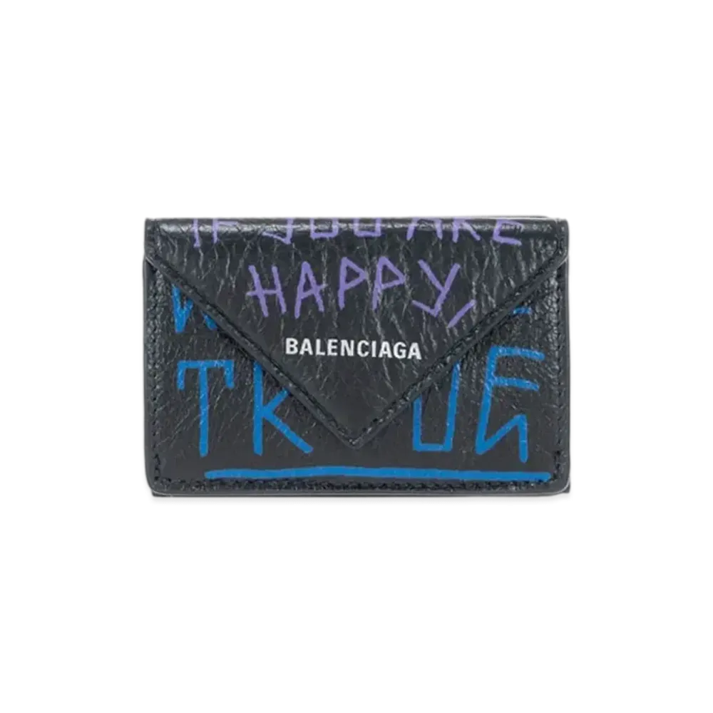 BALENCIAGA Graffiti Papier Mini Wallet "Black"