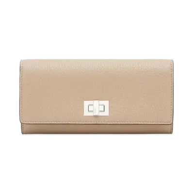 FENDI Peekaboo Continental Leather Wallet "Beige"