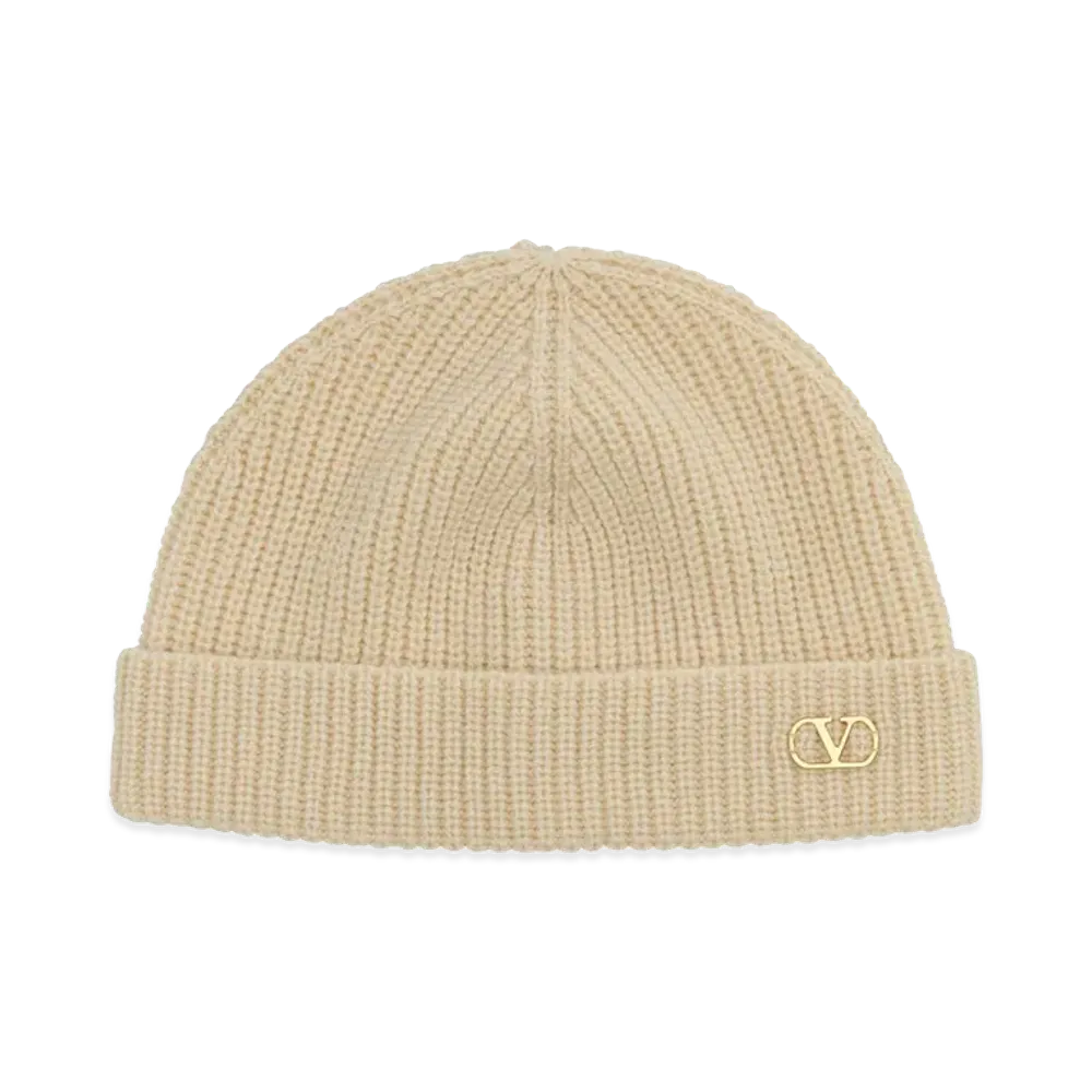 Valentino Cashmere Beanie Hat "Sand/Beige"