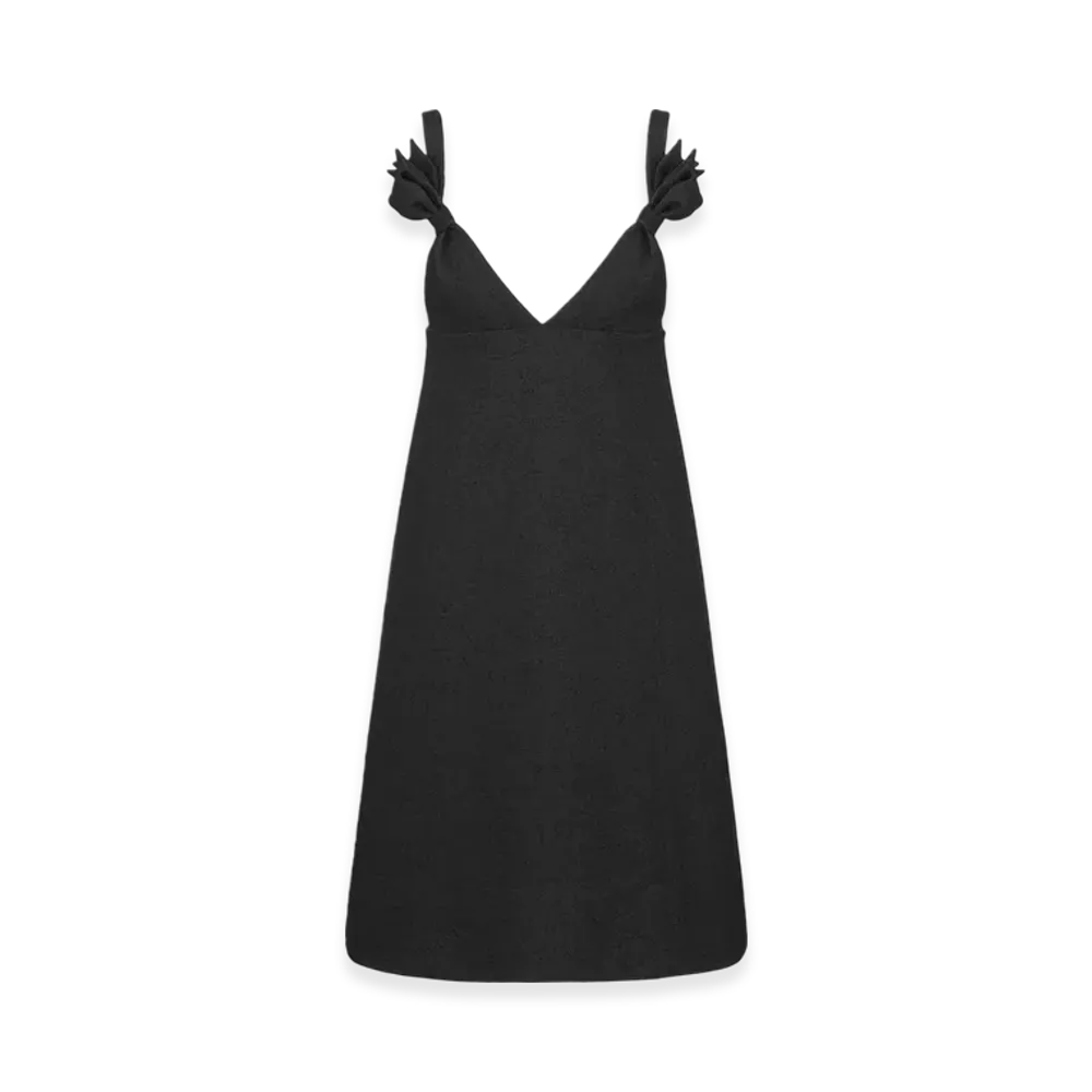 Dior Women's Virgin Wool and Cotton Boucle Blend Flared Dress "Black"
