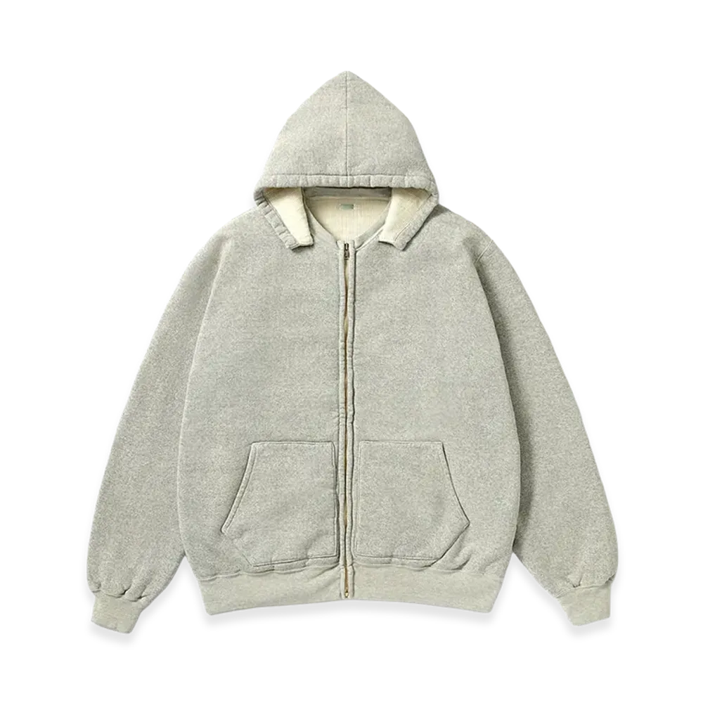 A.PRESSE Vintage Attached Hood Zip Parka "Gray"