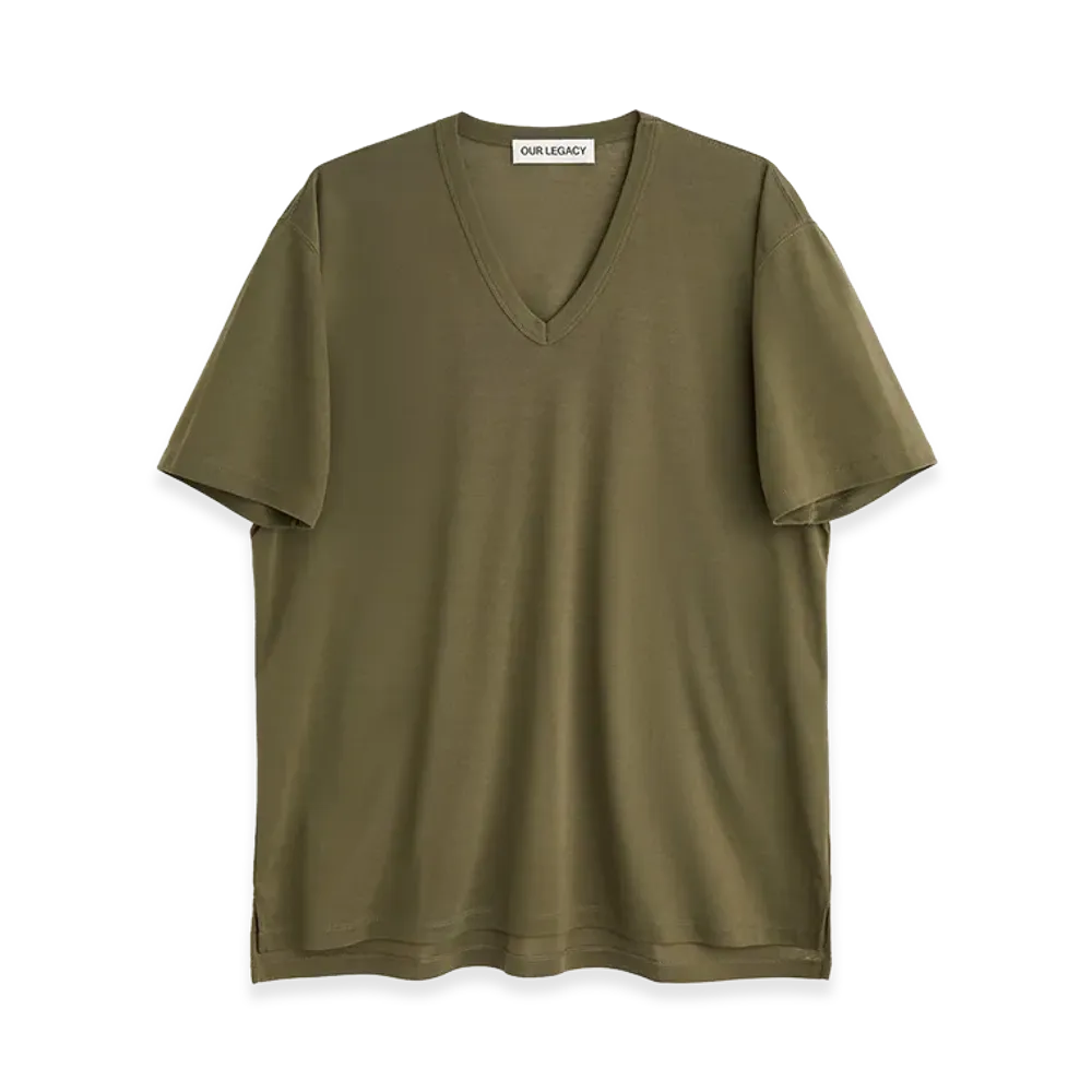 OUR LEGACY Gorge V-Neck "Faded Pine Pulse Rib"