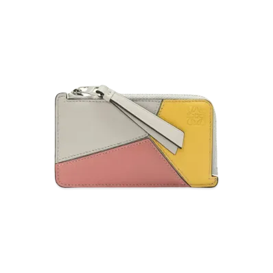 LOEWE Puzzle Coin Cardholder In Classic Calfskin "Ghost/Peach Bloom"