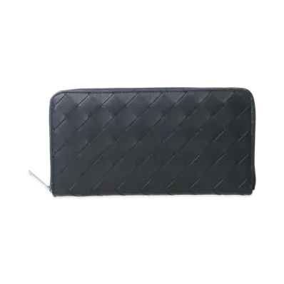 Bottega Veneta Intrecciato Calfskin Zip Around Wallet "Black/Papaya"