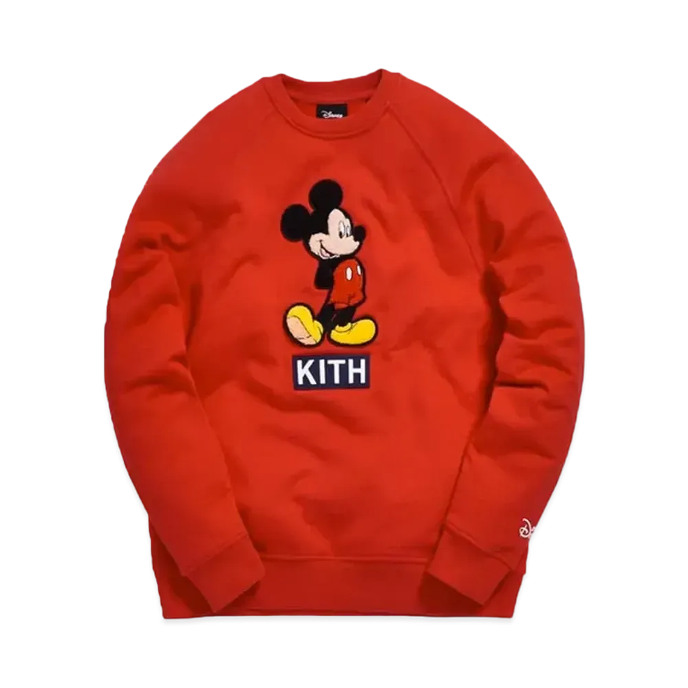 KITH Disney 90s Mickey Classic Logo Crewneck "Red"