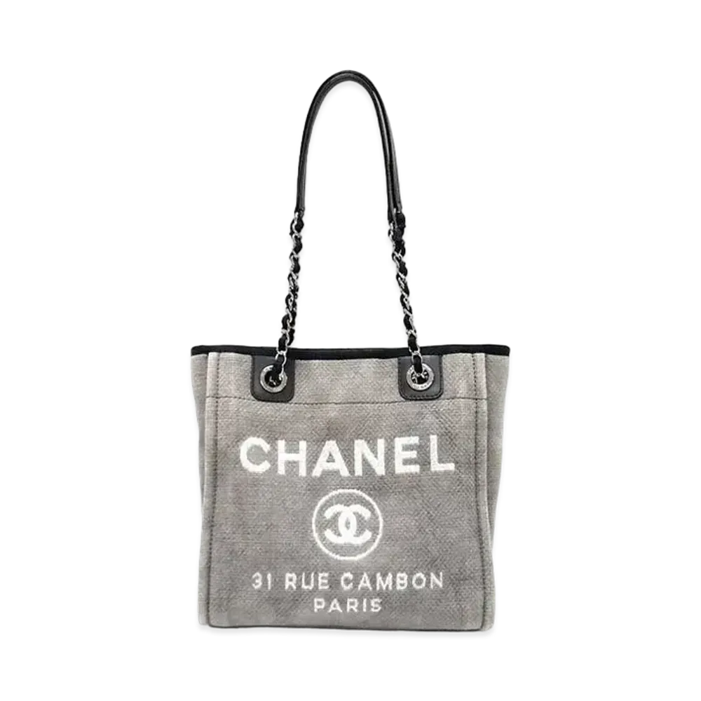 CHANEL Mini Deauville Tote Canvas "Black/Silver"