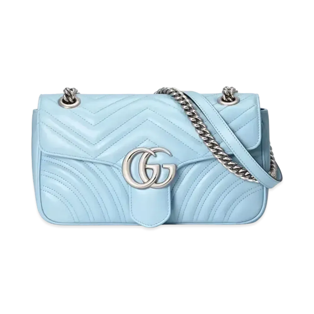 GUCCI GG Marmont Small Shoulder Bag "Pastel Blue"