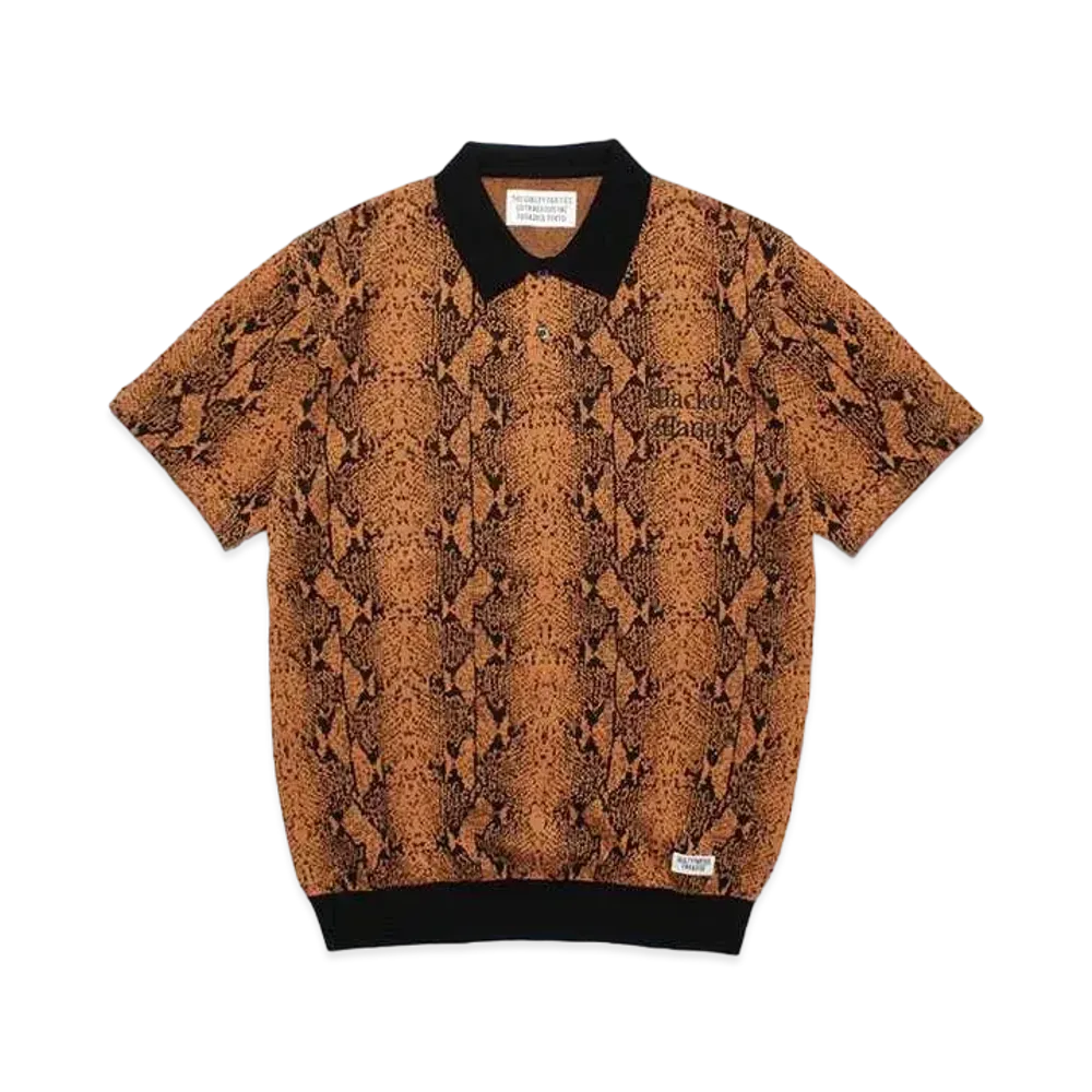 WACKO MARIA Python Knit Jacquard Polo Shirt "Orange"