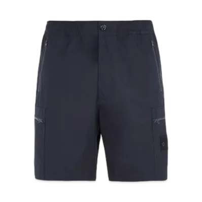 Stone Island L07F1 Weatherproof Cotton Canvas Ghost Piece Cargo Bermuda Shorts Comfort Fit - 24SS "Blue"