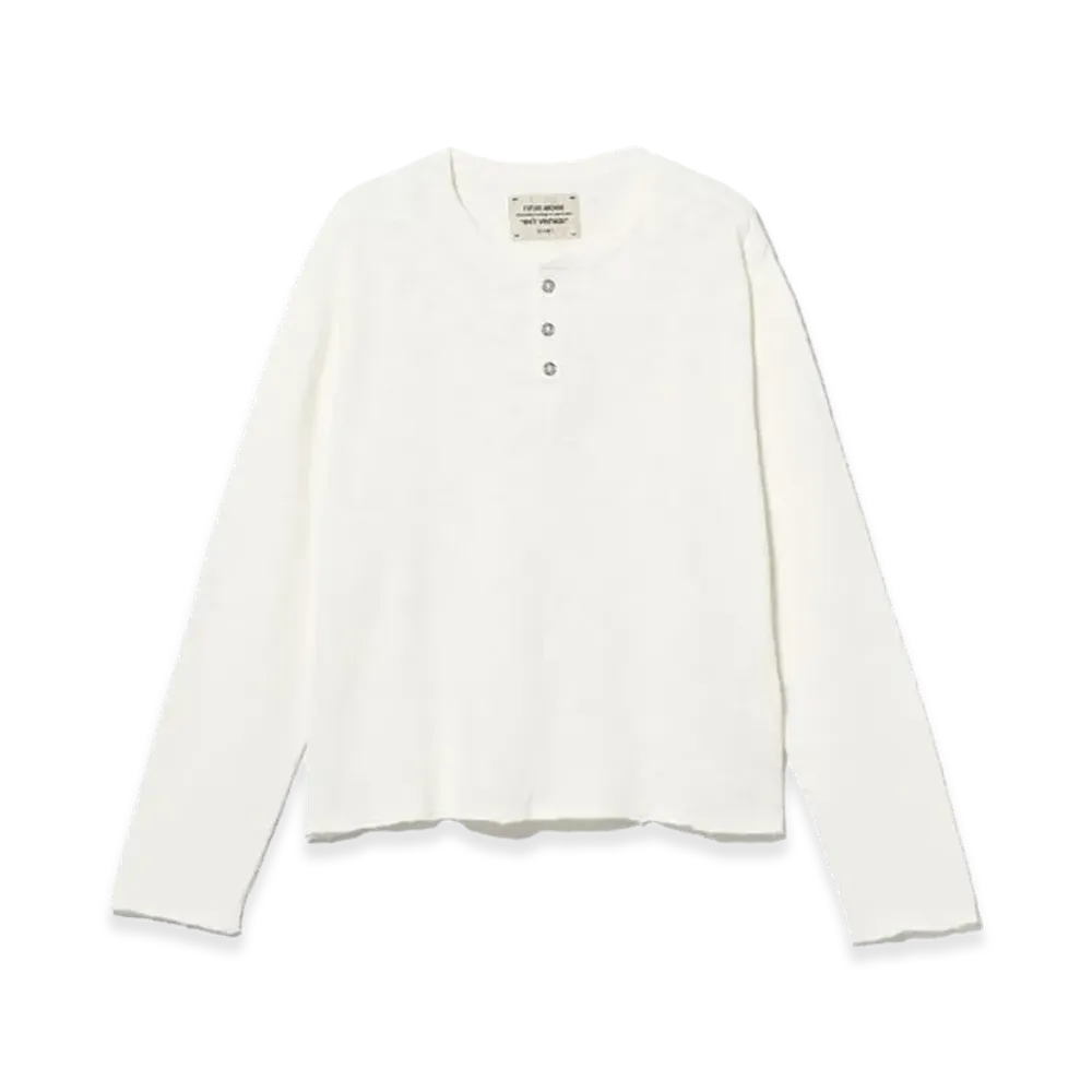 BEAMS FUTURE ARCHIVE Slub Henley Neck Tee "White"