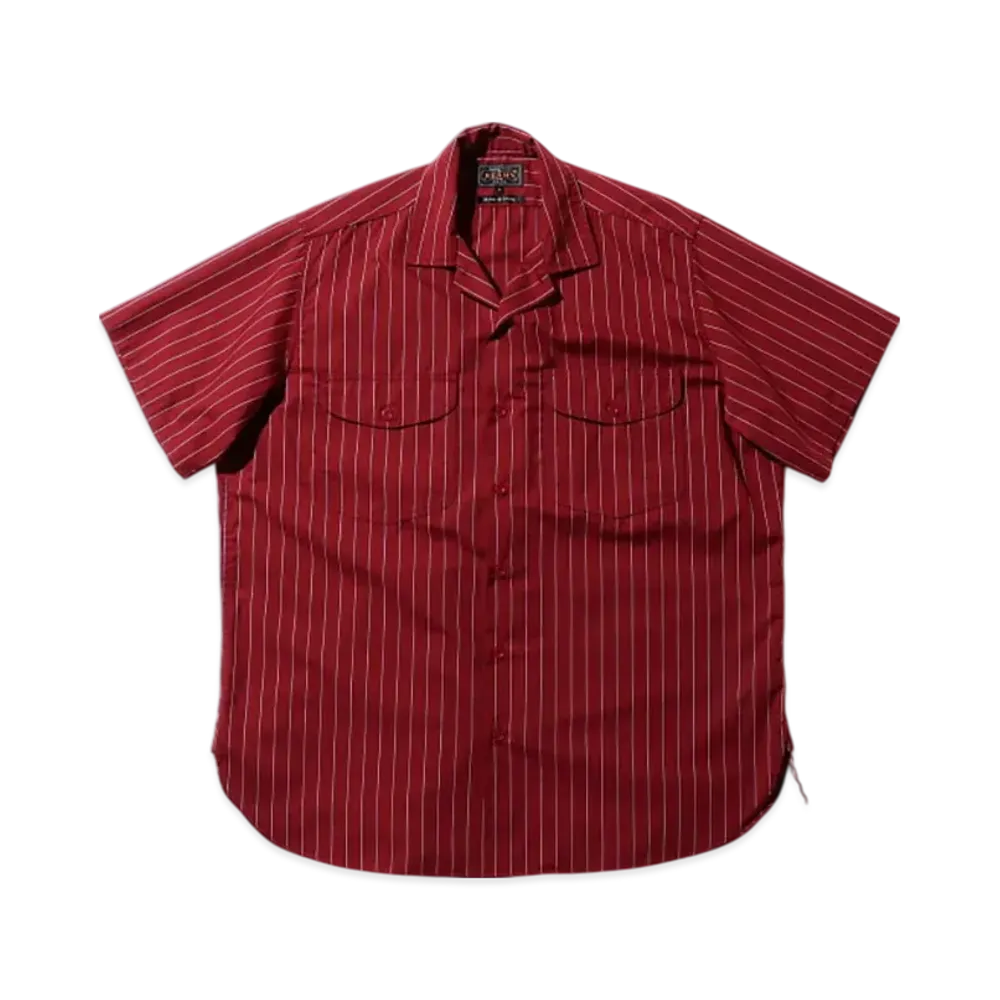 BEAMS Work Short Sleeve Stripe T/C "Burgundy"