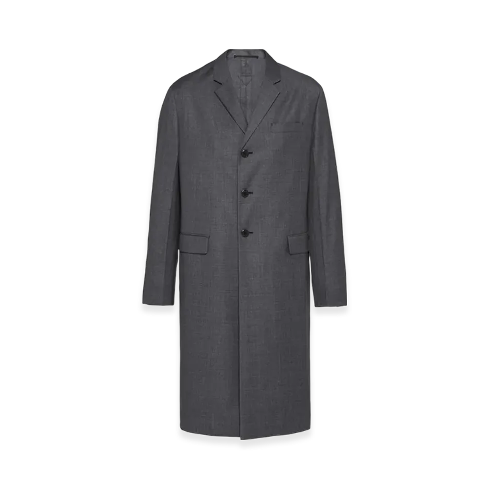 PRADA Single-Breasted Wool Coat "Slate Gray"