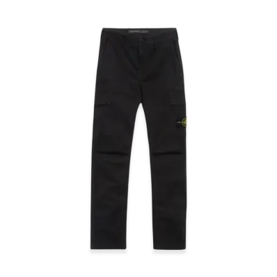 Stone Island 30604 Old Treatment Organic Cotton Stretch Broken Twill Cargo Pants - 24SS "Black"