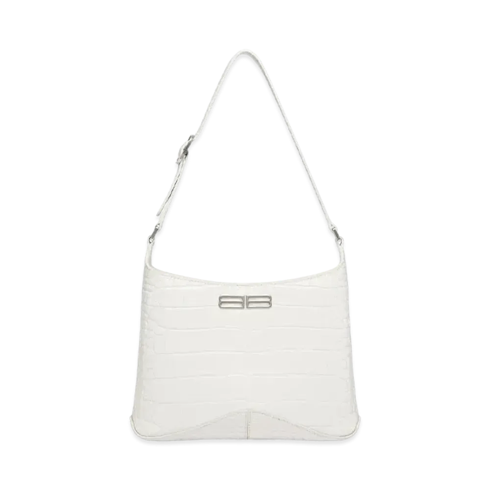 BALENCIAGA XX Small Hobo Bag Crocodile Embossed "White"
