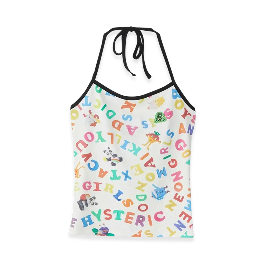 HYSTERIC GLAMOUR SNS Addiction Pattern Halter Neck "White"