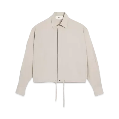 AMI PARIS Cotton Crepe Draw String Waist Shirt "Light Beige"