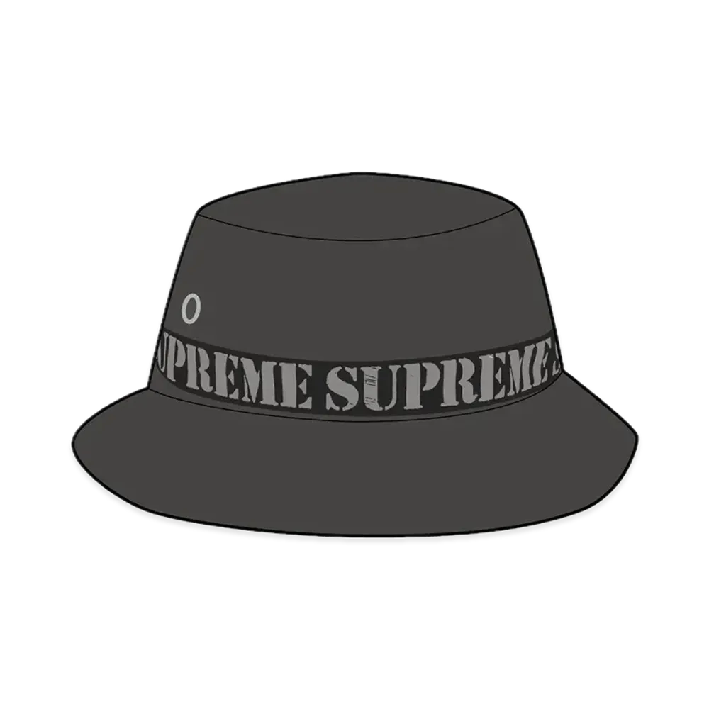 Supreme Stencil Webbing Boonie "Black"