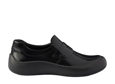 PRADA Brushed Leather Loafers "Black"