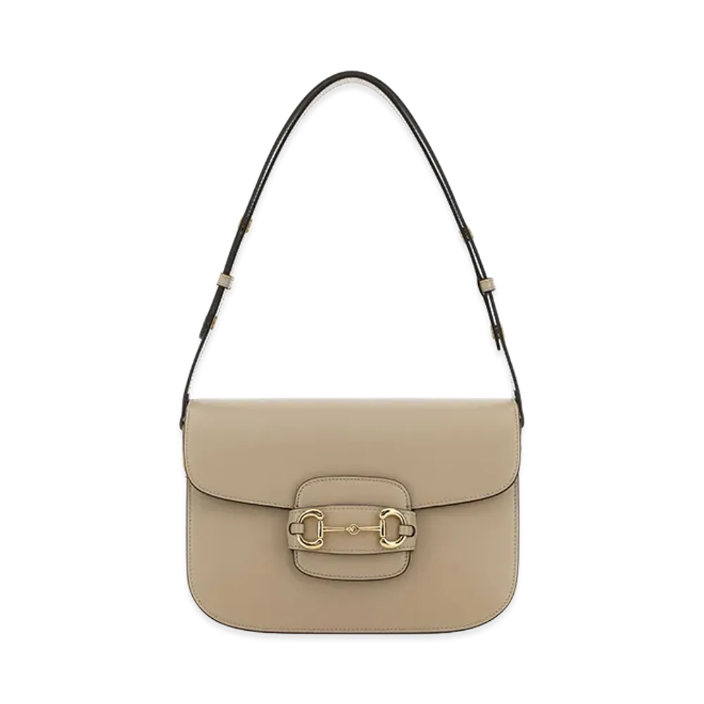 GUCCI Women's Leather Medium Gucci Horsebit 1955 Shoulder Bag "Beige"