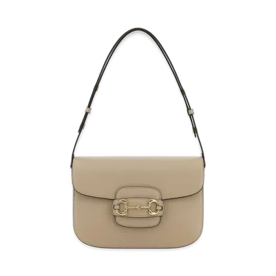 GUCCI Women's Leather Medium Gucci Horsebit 1955 Shoulder Bag "Beige"