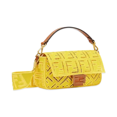FENDI Baguette Canvas Bag With Embroidery "Yellow"