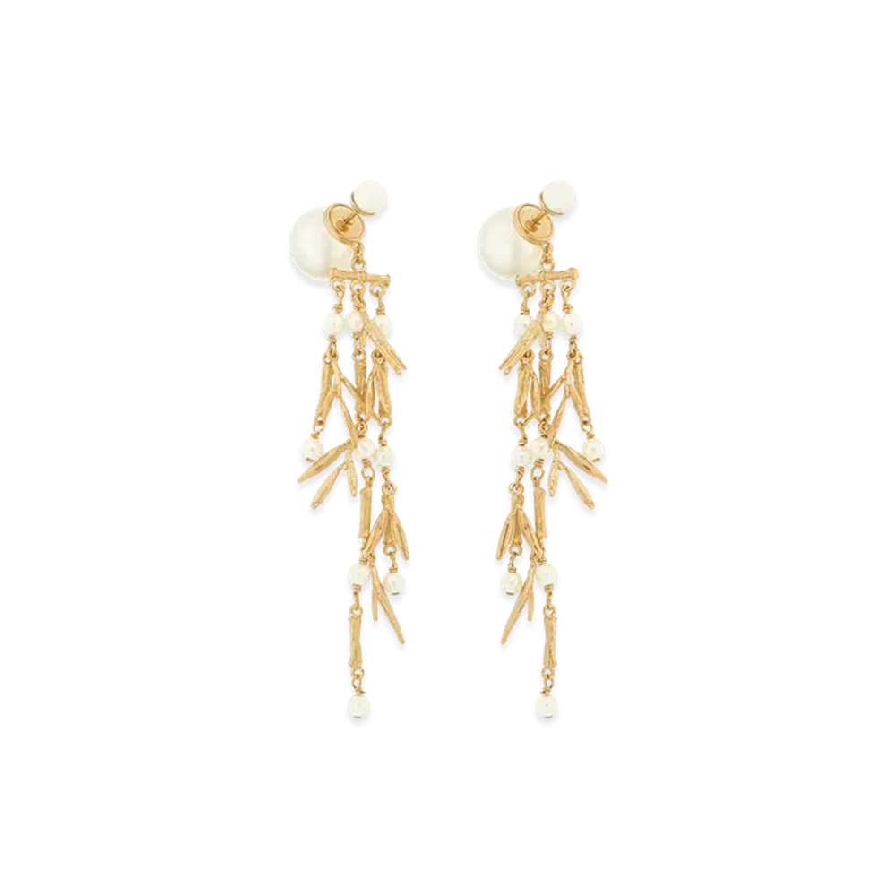 Dior Tribales Earrings Metal and Resin Pearls "Gold/White"