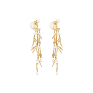 Dior Tribales Earrings Metal and Resin Pearls "Gold/White"