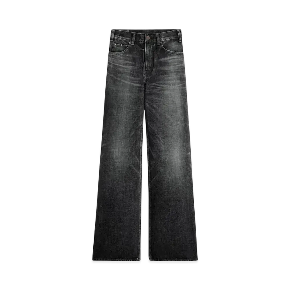 CELINE Women's Flared Surf Jeans in Black Ice Rinse Denim "Black Ice Rinse"