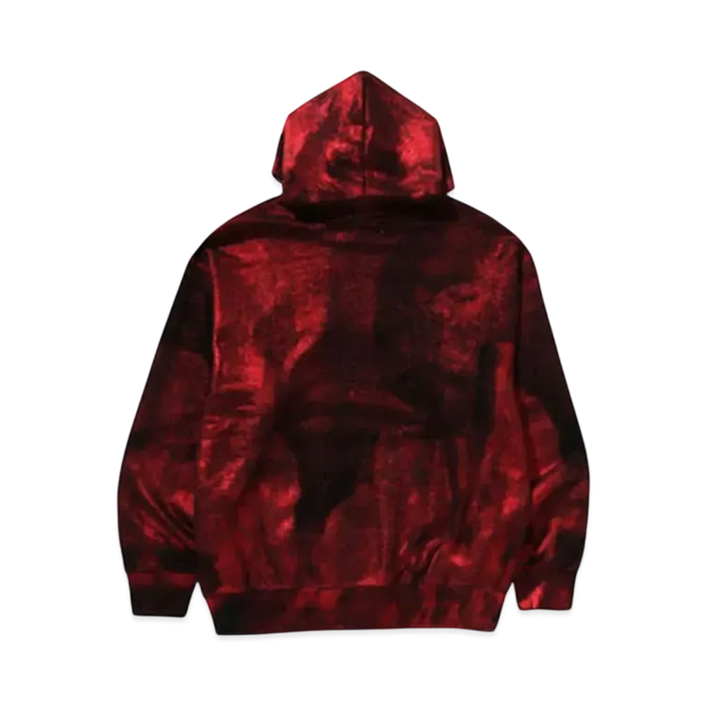 A BATHING APE Coatted Emboss Logo Relaxed Fit Pullover Hoodie "Red"