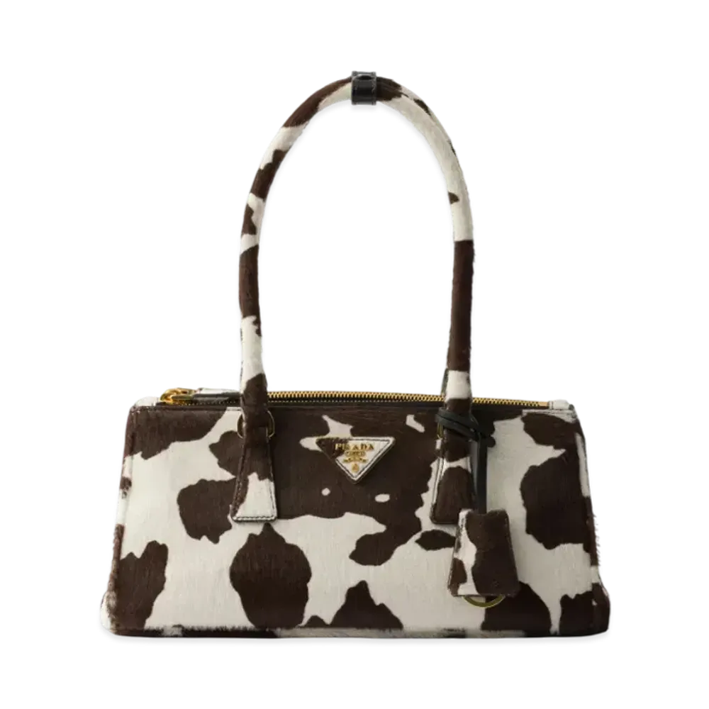 PRADA Galleria Medium Printed Leather Bag "White/Dark Brown"