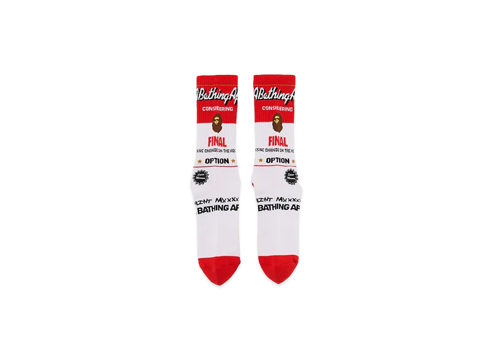 SAINT Mxxxxxx x A BATHING APE Bape Socks/Fainal "White/Red"