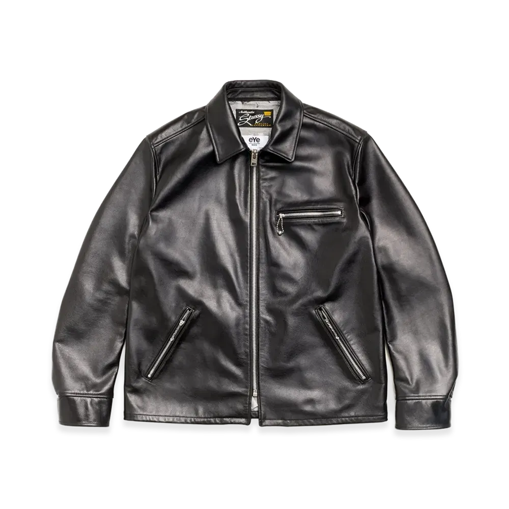 eYe JUNYA WATANABE MAN x Stussy W-Name Birth of Venus Print Leather Jacekt "Black"