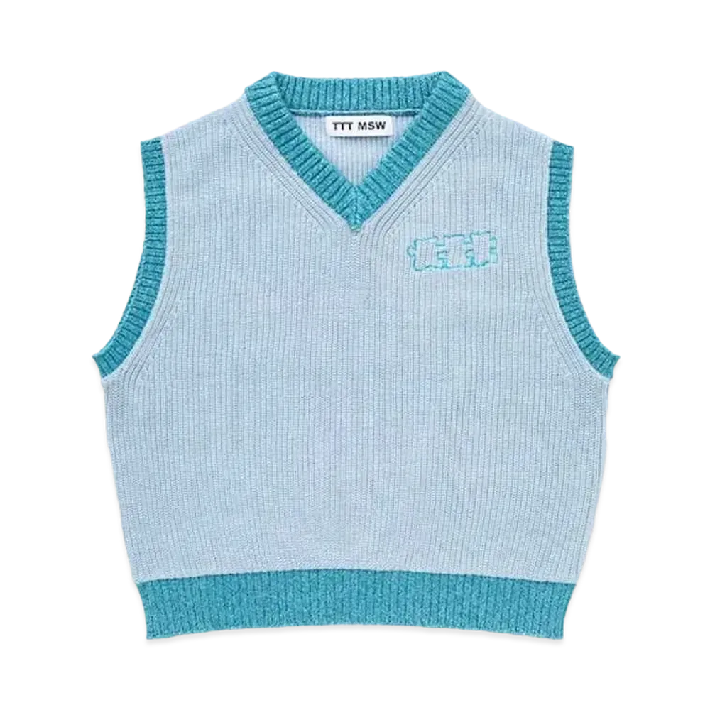TTT MSW Lame Knit Vest "Light Blue"