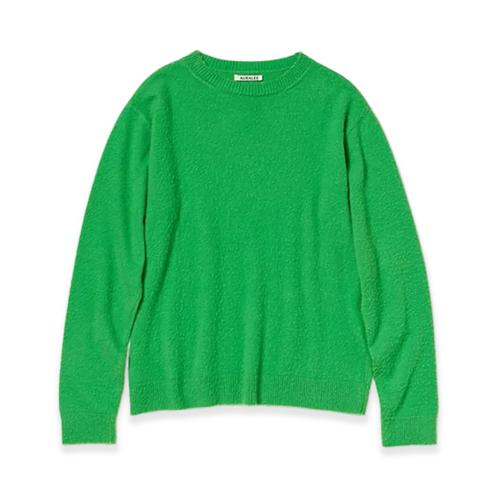 AURALEE Brushed Cashmere Cotton Knit P/O "Green"