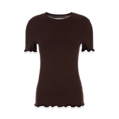 Jil Sander Women's Aubergine Stretch Silk Blend Tee "Purple"