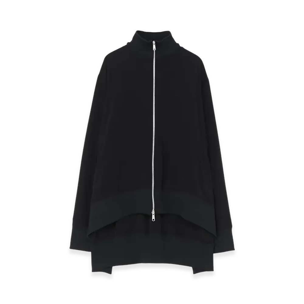 Ground Y Crepe De Chine Curved Hemline Tracksuit Jacket "Black"