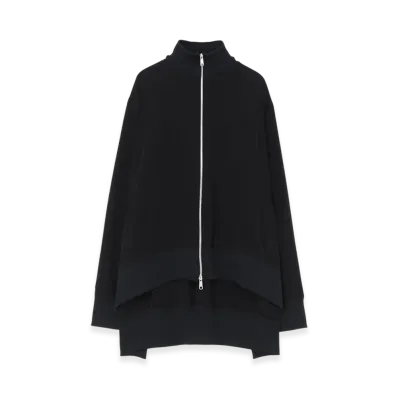 Ground Y Crepe De Chine Curved Hemline Tracksuit Jacket "Black"