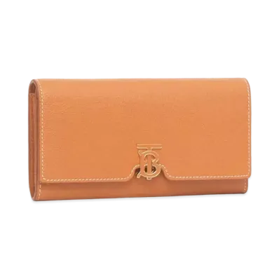BURBERRY Monogram Motif Grainy Leather Continental Wallet "Warm Lacet Brown"