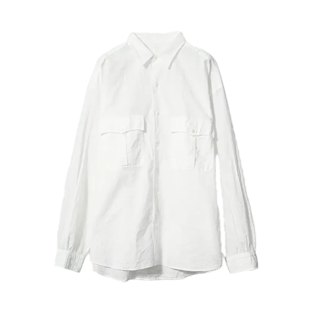 PORTER CLASSIC ROLL UP LINEN COTTON SHIRT CANCLINI "WHITE"