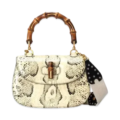 GUCCI Medium Top Handle Bag "Natural color Python"