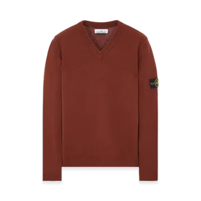 Stone Island 533A3 Lambswool V-Neck Knit - 23FW "Chestnut Brown"