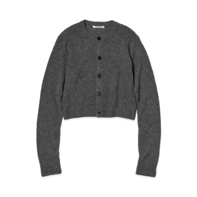 AURALEE Wool Cashmere Silk Knit Cardigan "Gray"