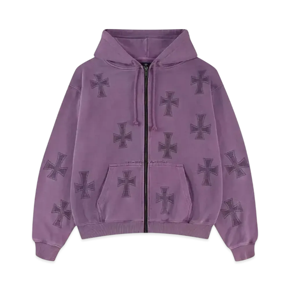 Unknown London Washed Rhinestone Hoodie "Purple"