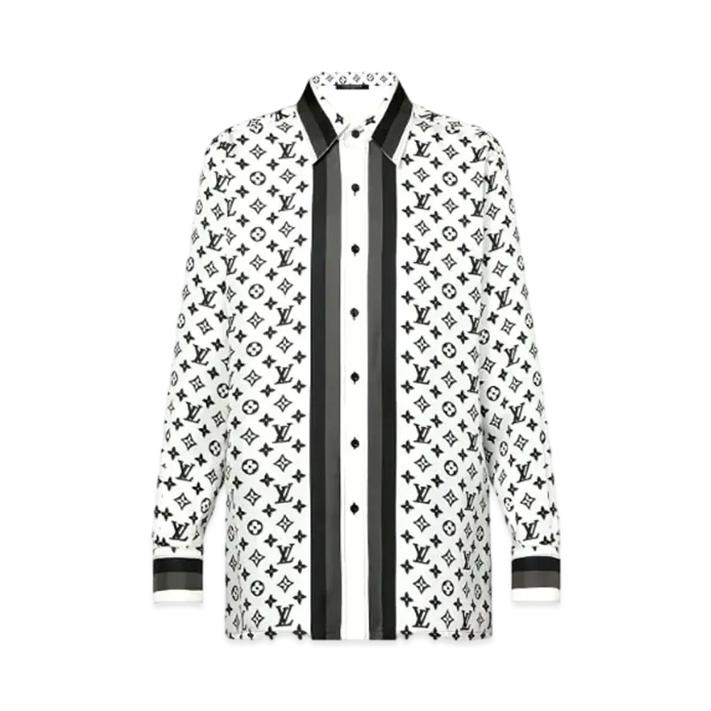 Louis Vuitton 3D Monogram Stripe Accent Pajama Shirt "Blanc"